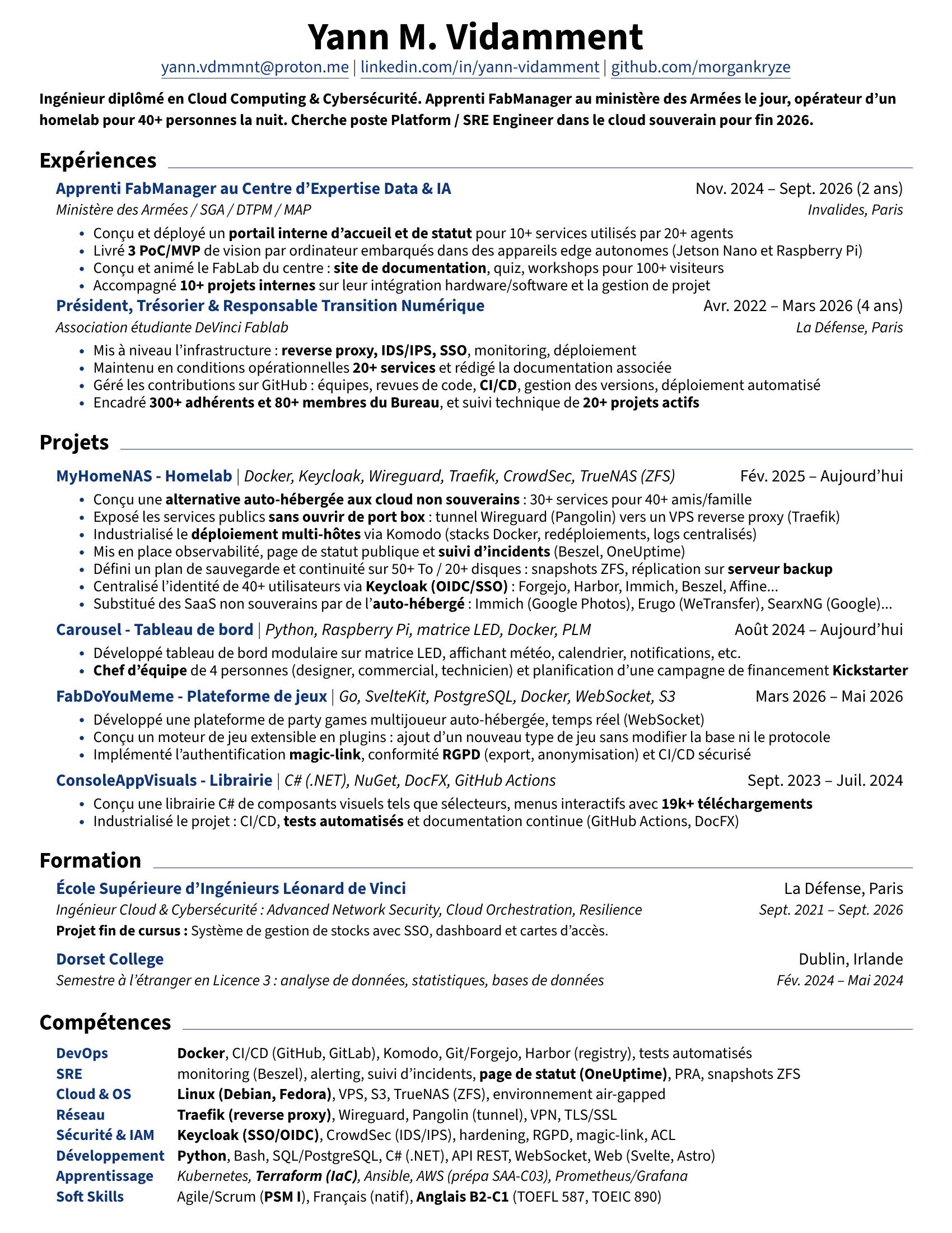 Aperçu du CV